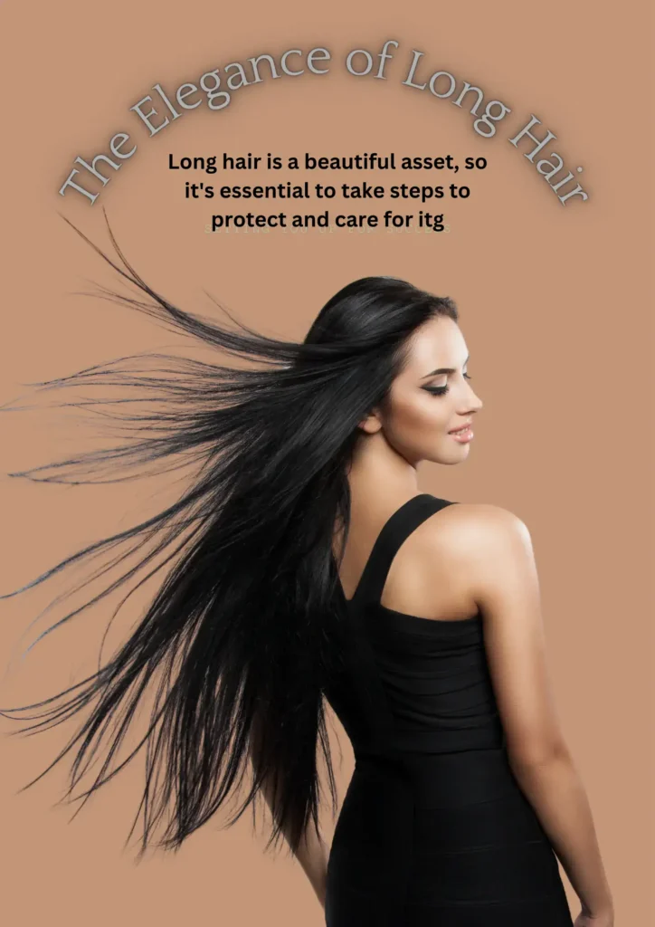 A graceful depiction of long, flowing hair, showcasing its elegance and beauty in a soft, natural setting.