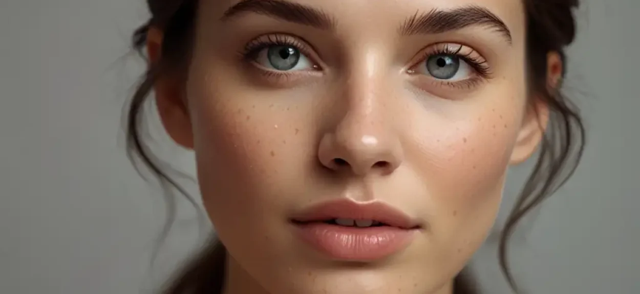 A woman showcasing her freckles, representing the ideals of "Essential Beauty Secrets.